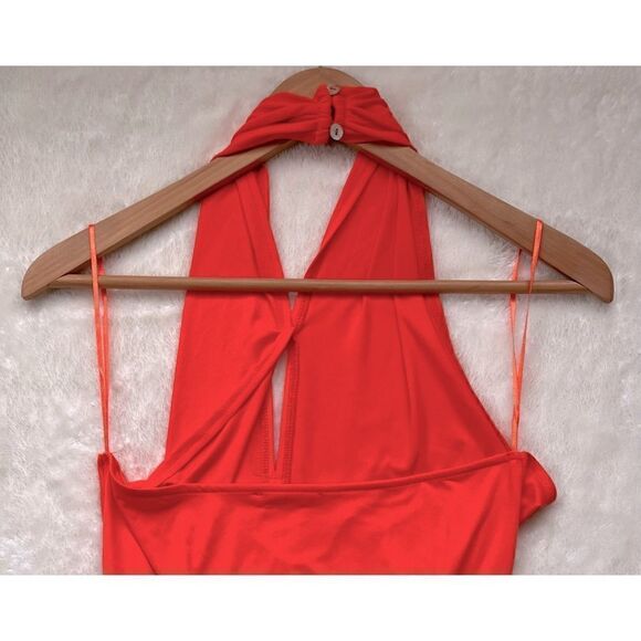 NWOT Zara Bright Orange Draped Crossover Halter Neck Top Bodysuit, Size Small - Picture 12 of 14